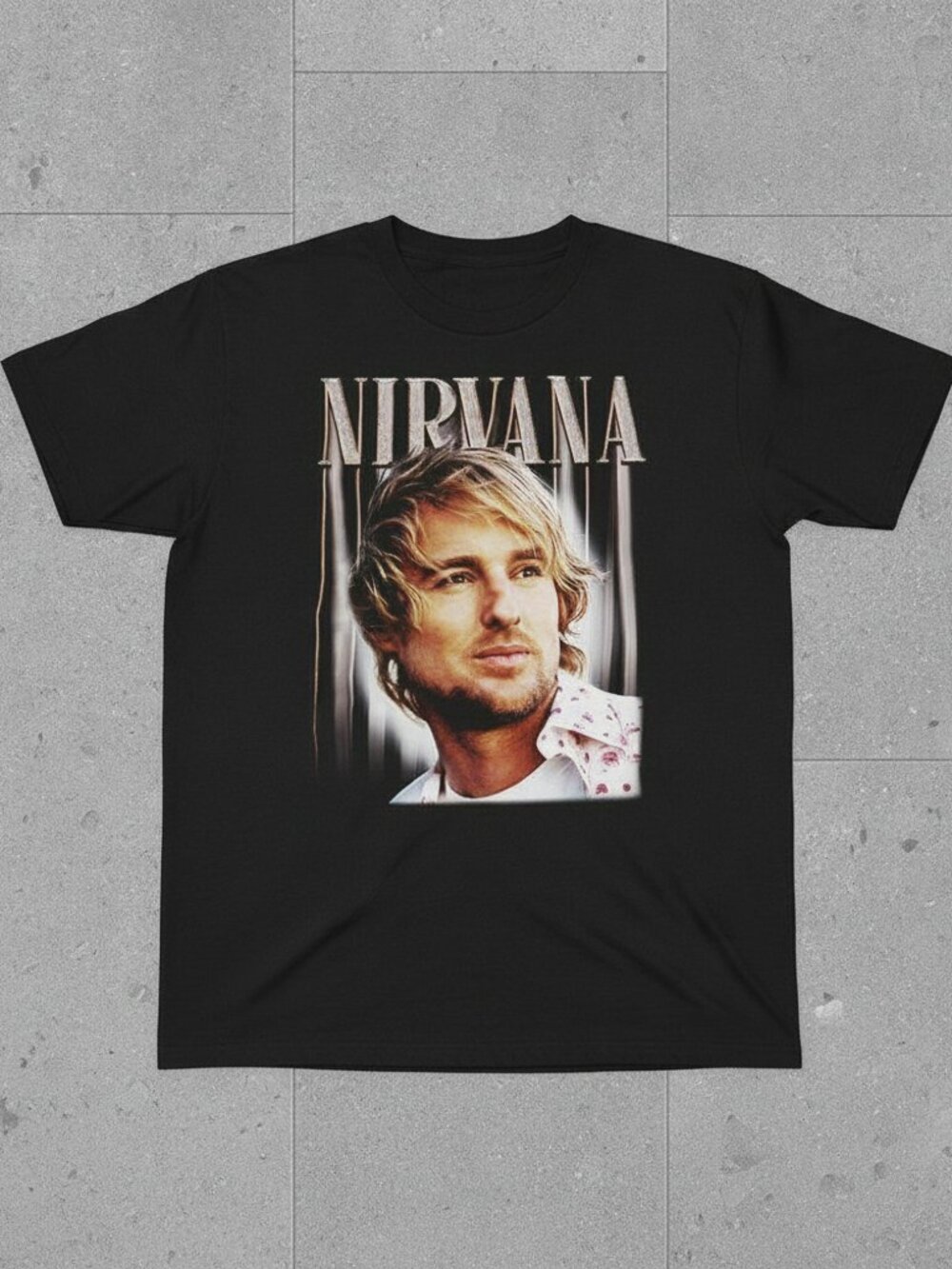 Funny Nirvana Owen Wilson Meme T-Shirt Vintage Parody Grunge Rock Graphic Unisex